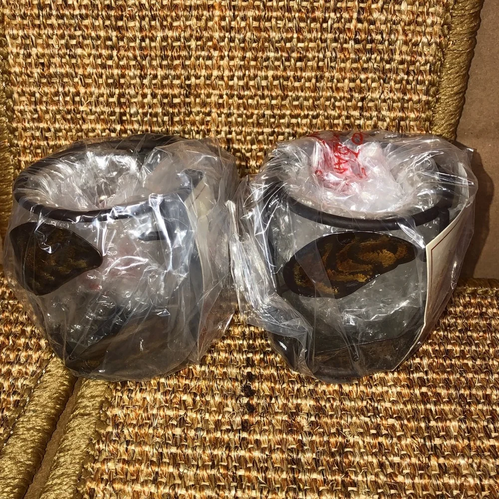 Set of 2 Copper Bronze Leaf Glass Votive Candle Holders Rustic Fall Decor